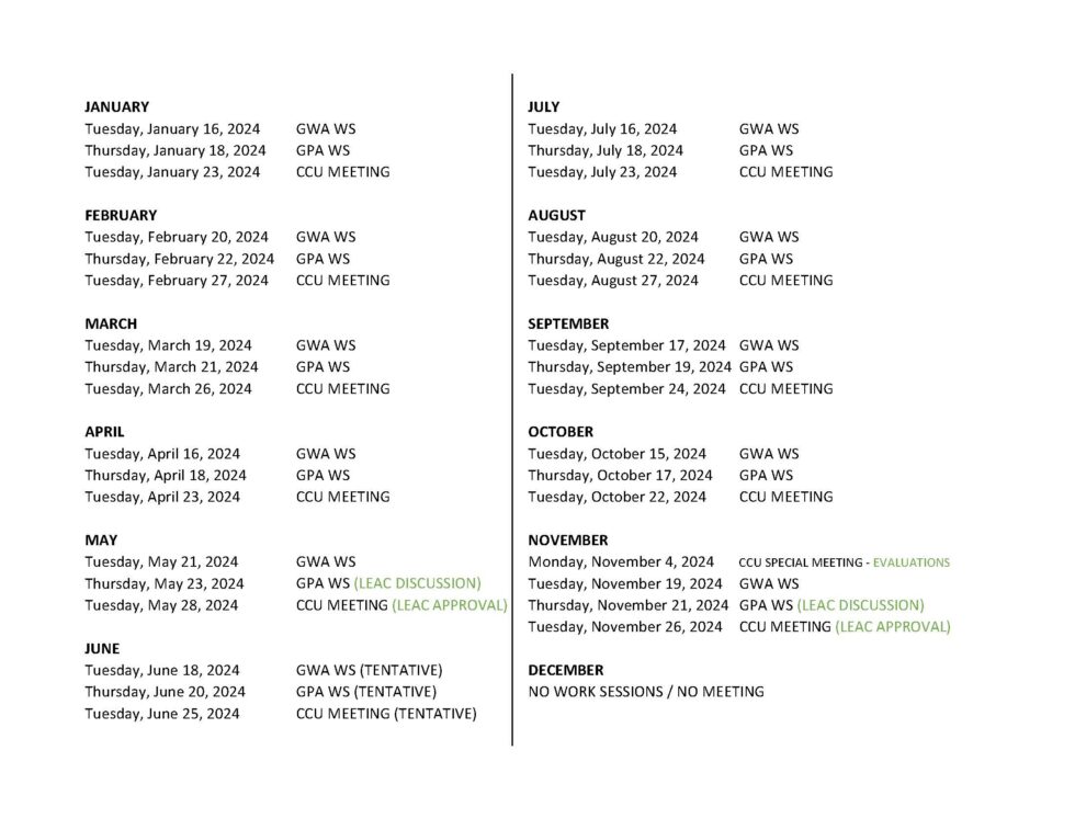 CCU Meeting Schedule 2025 Consolidated Commission on Utilities